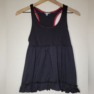 Black with red detail tank and short pajama set, small